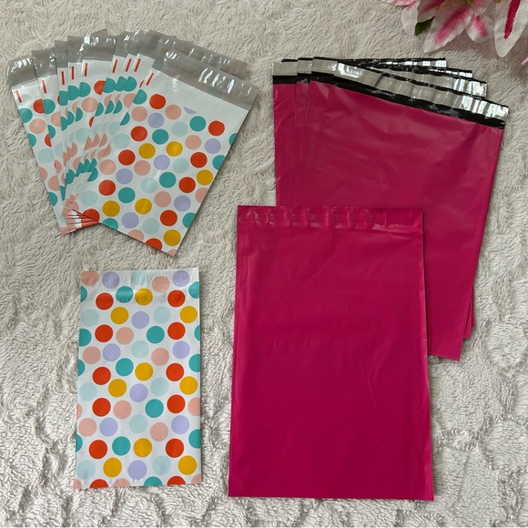 Other - 15 9x6 and 10 10x13 Colorful Polka Dot and Pink Polymailer Bags
